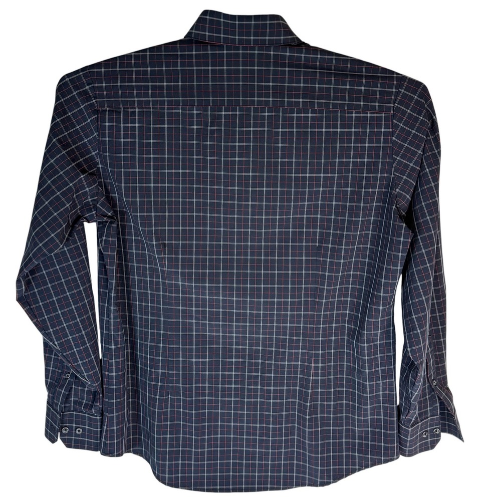 Mizzen + Main Leeward Navy Red Windowpane Performance Shirt Mens Large L-10017 - Picture 4 of 8